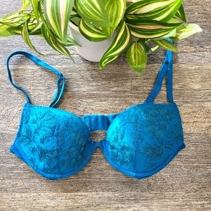 La Perla Padded Lace Bra in Turquoise Size 36C